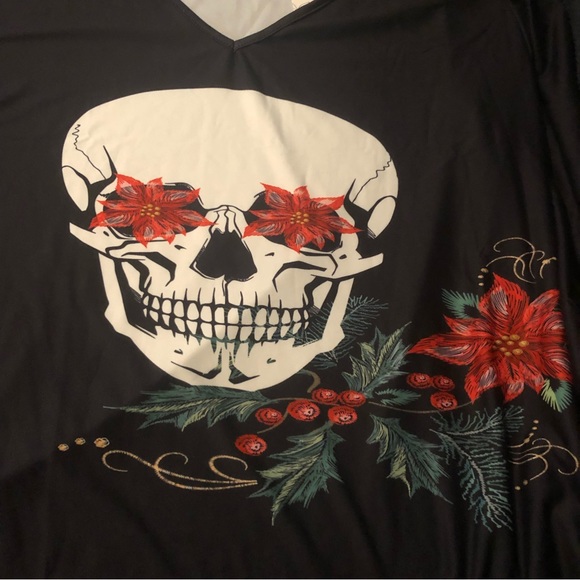 Skull floral long sleeve shirt sz 2X NWT - Picture 5 of 7